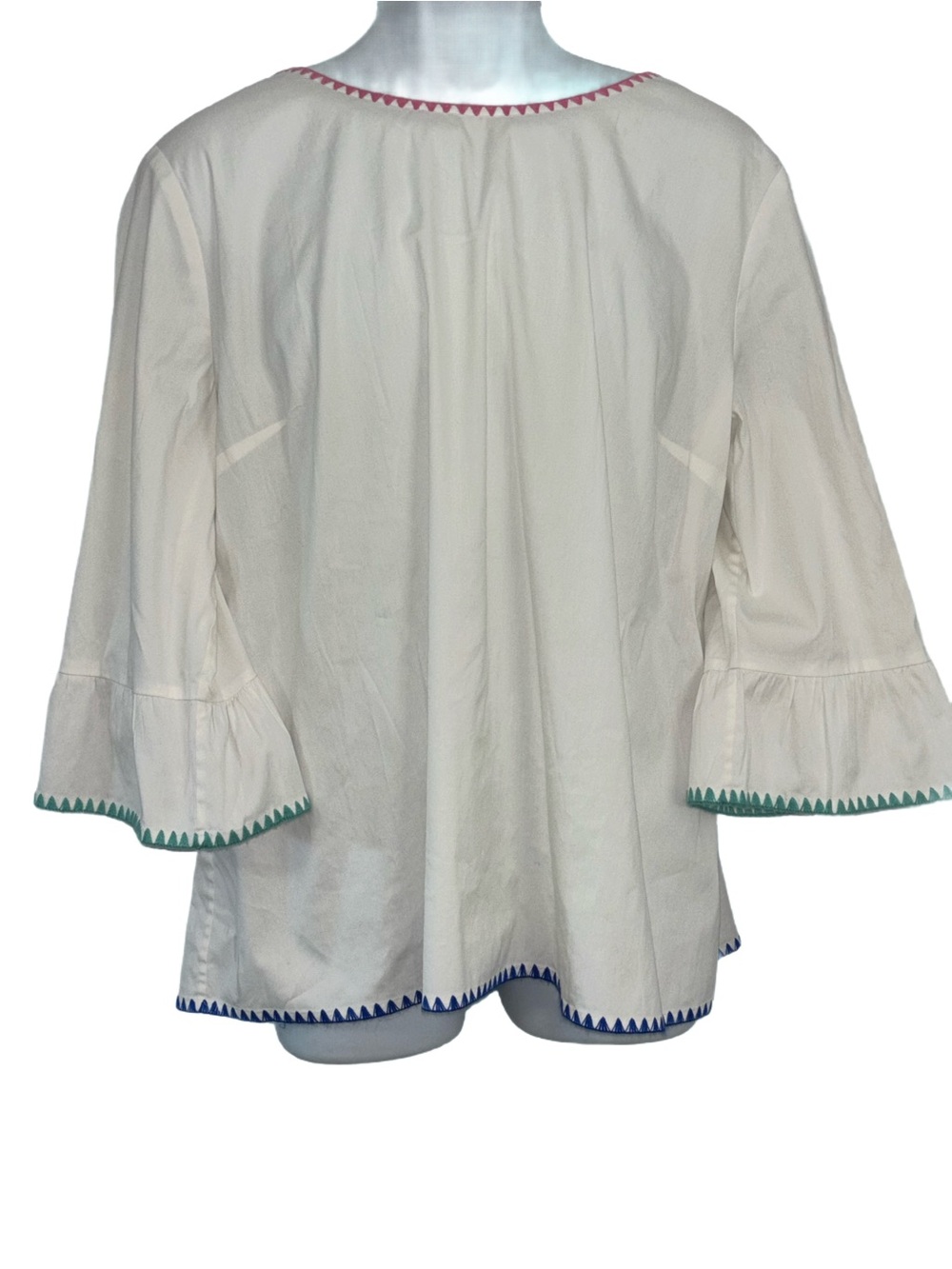 TALBOTS  White Embroidered Peplum Long Sleeved Cotton Blend Top Size XL